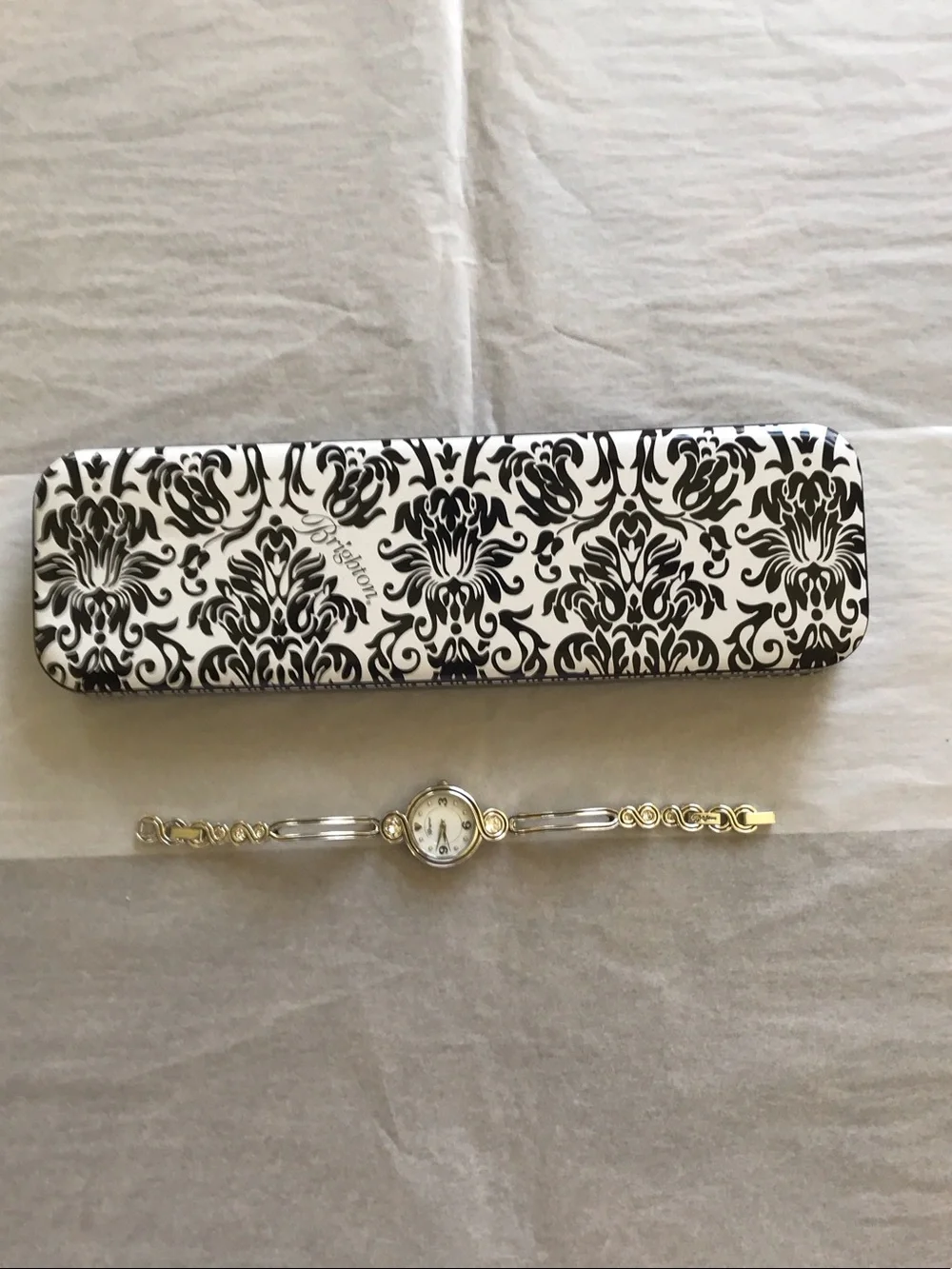 Brighton All Silver-Tone Ladies Bracelet Watch with Decorative Chain Links